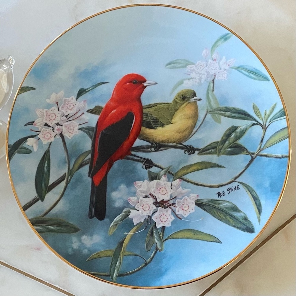 SCARLET SUNRISE A Treasury of Songbirds PLATE